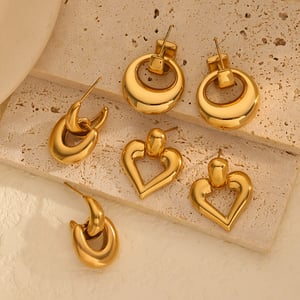 1 pair simple series retro geometric  gold plated stud earrings h5